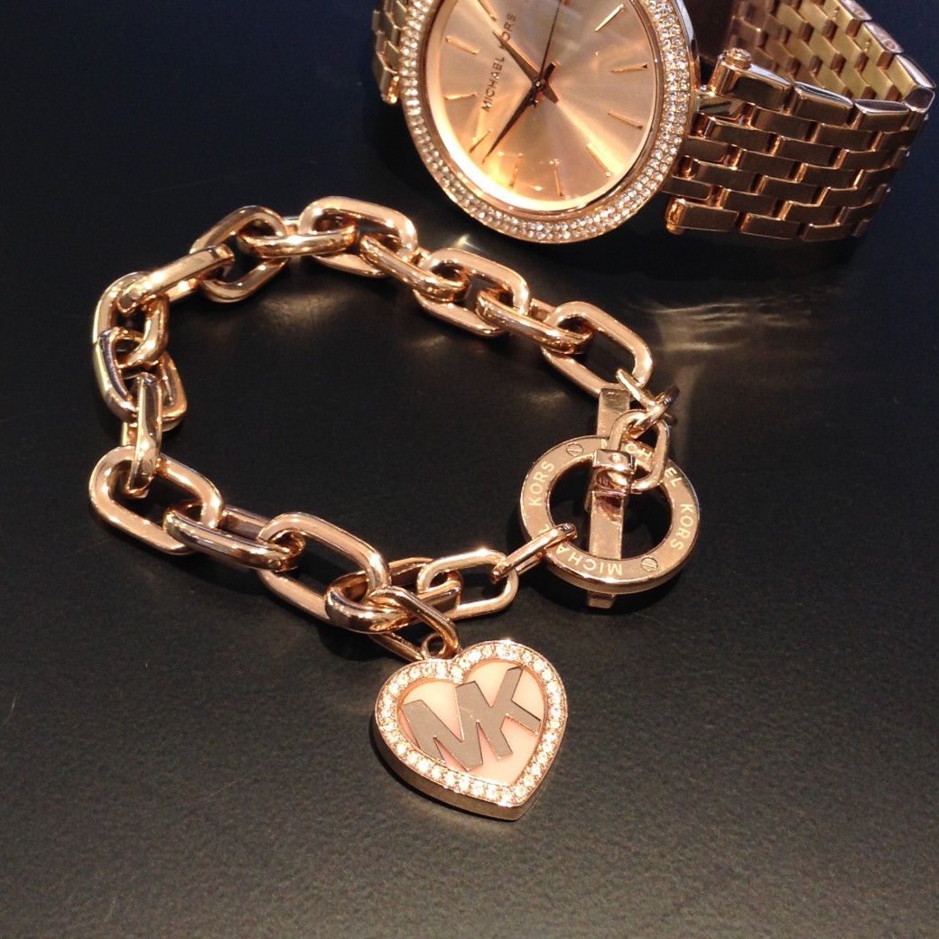 michael kors rose gold bracelet with heart